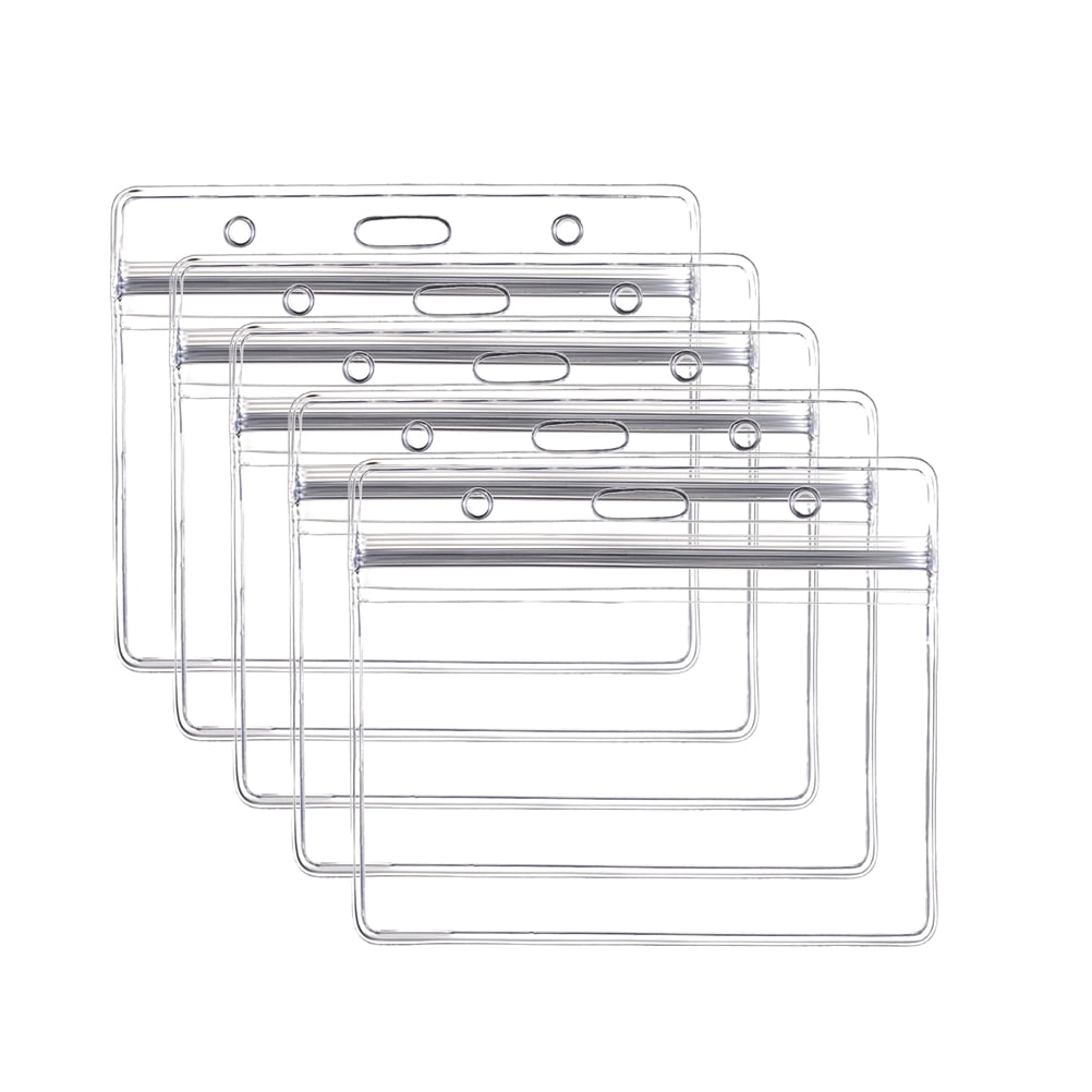 Ortofally 10pcs Transparent Waterproof Business ID Badge Holder for Office School (Horizontal Pattern) 10pcs V1189-LWWAL-20260327-03289