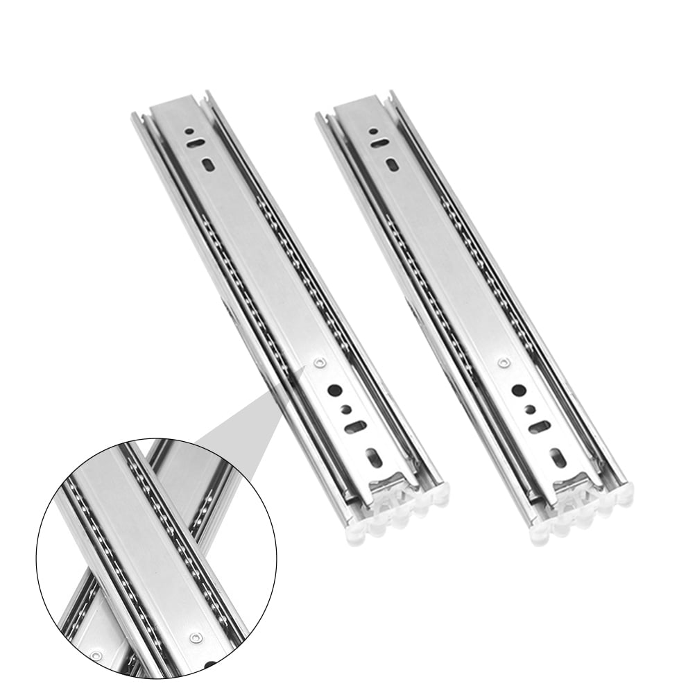 Ortofally 2pcs Three-Section Drawer Slides Stainless Steel Full Extension Ball Bearing 25X4.31CM Silver V1189-LWWAL-20260327-03297