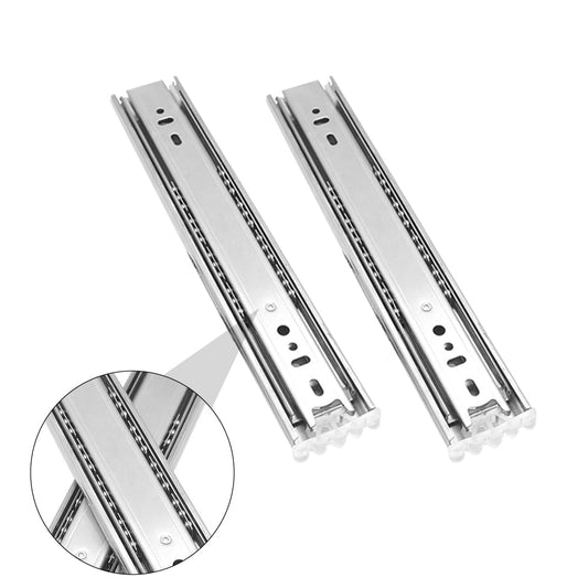 Ortofally 2pcs Three-Section Drawer Slides Stainless Steel Full Extension Ball Bearing 25X4.31CM Silver V1189-LWWAL-20260327-03297