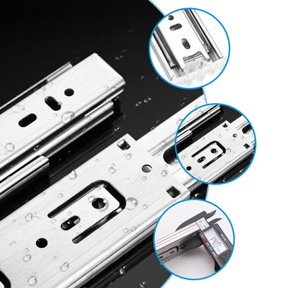 Ortofally 2pcs Three-Section Drawer Slides Stainless Steel Full Extension Ball Bearing 25X4.31CM Silver V1189-LWWAL-20260327-03297