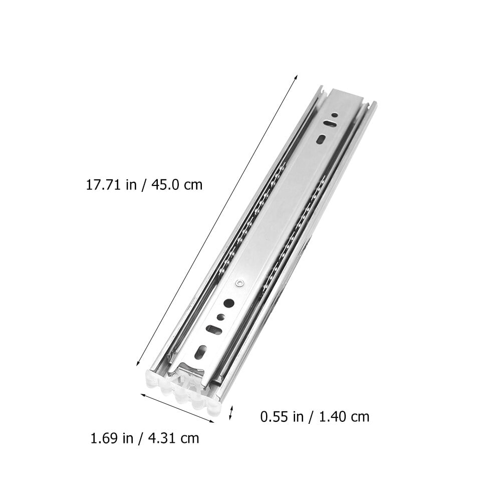 Ortofally 2pcs Three-Section Drawer Slides Stainless Steel Full Extension Ball Bearing 25X4.31CM Silver V1189-LWWAL-20260327-03297
