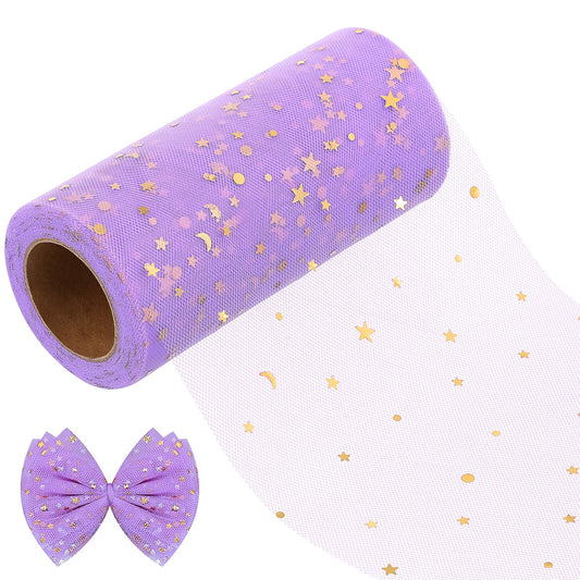 Ortofally Tulle Roll Spool Tulle Fabric Roll with Star Sequins for Wedding Table Tutu Dress Skirt Light V1189-LWWAL-20260327-03309