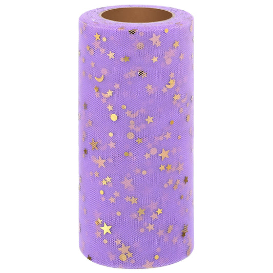 Ortofally Tulle Roll Spool Tulle Fabric Roll with Star Sequins for Wedding Table Tutu Dress Skirt Light V1189-LWWAL-20260327-03309