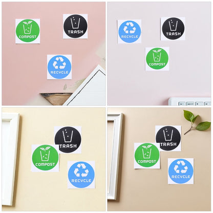 SWETRACE Trash Bin Sticker Multi PVC Adhesive Sticker 12Pcs Recycling Symbols Household Use V1189-LWWAL-20260327-03335
