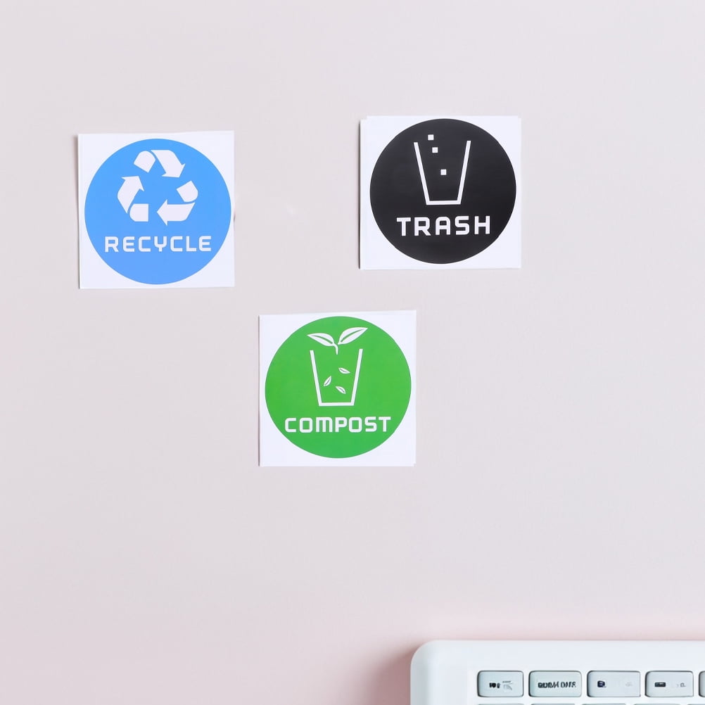 SWETRACE Trash Bin Sticker Multi PVC Adhesive Sticker 12Pcs Recycling Symbols Household Use V1189-LWWAL-20260327-03335