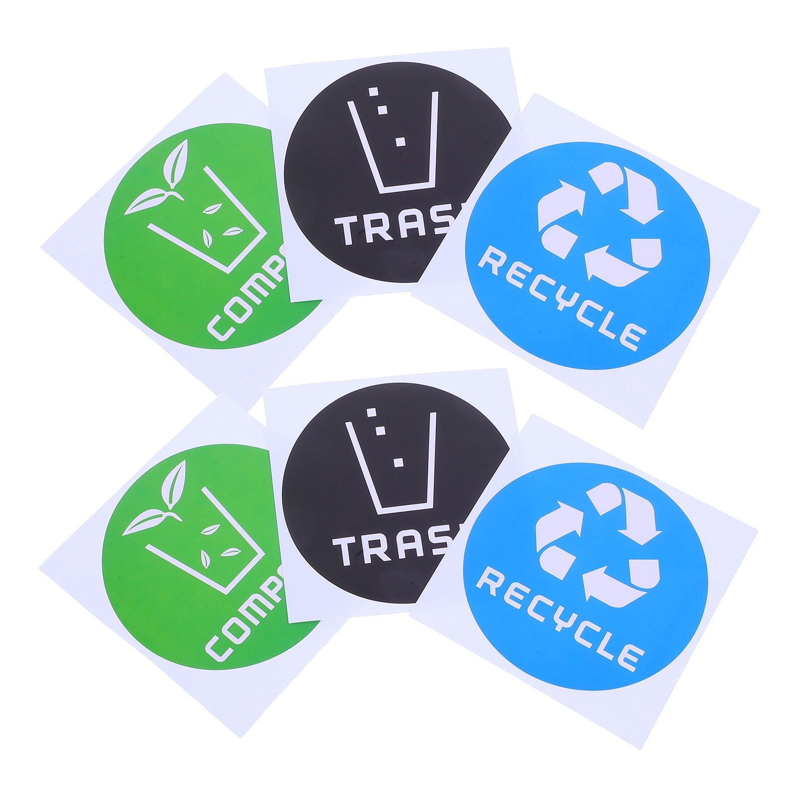 SWETRACE Trash Bin Sticker Multi PVC Adhesive Sticker 12Pcs Recycling Symbols Household Use V1189-LWWAL-20260327-03335