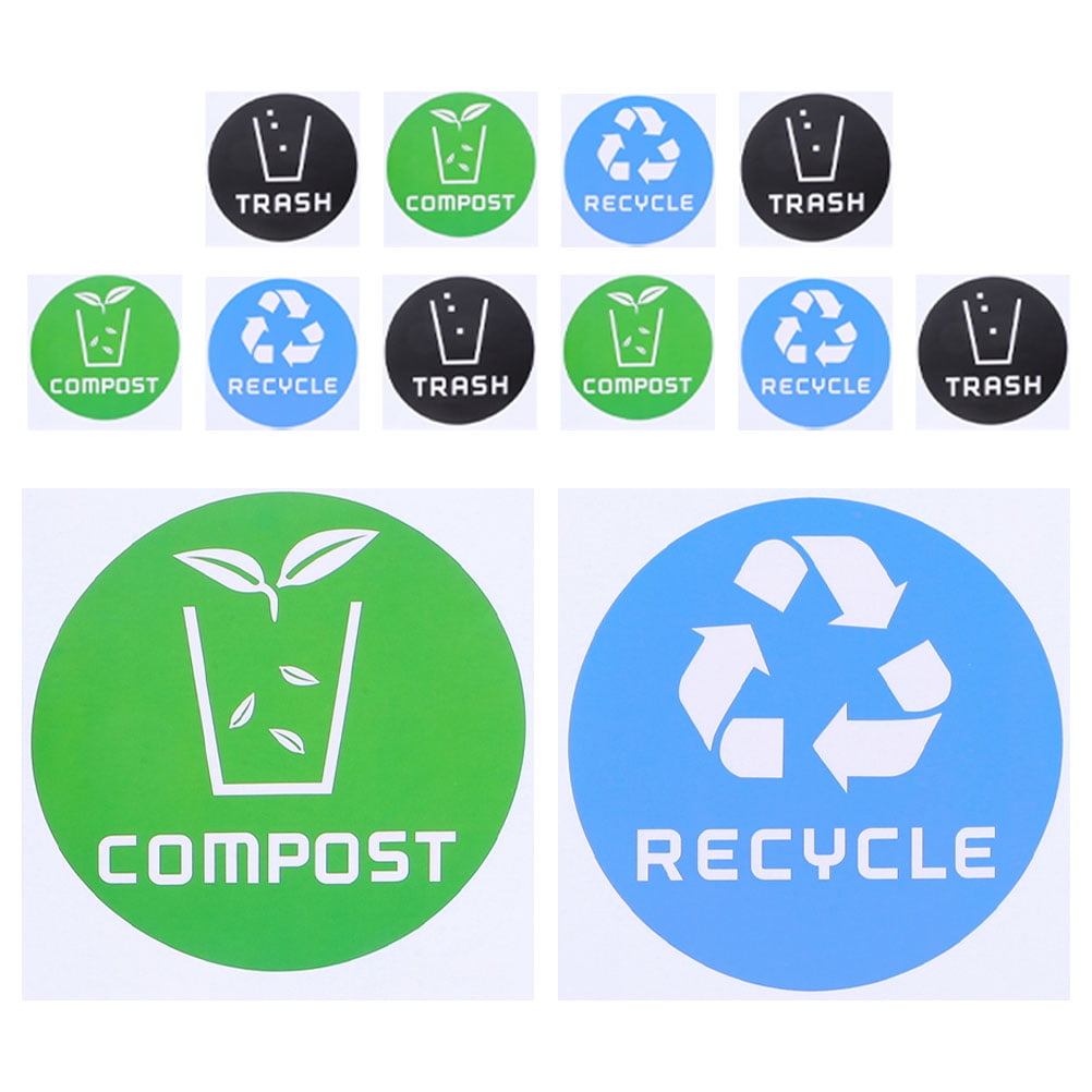 SWETRACE Trash Bin Sticker Multi PVC Adhesive Sticker 12Pcs Recycling Symbols Household Use V1189-LWWAL-20260327-03335