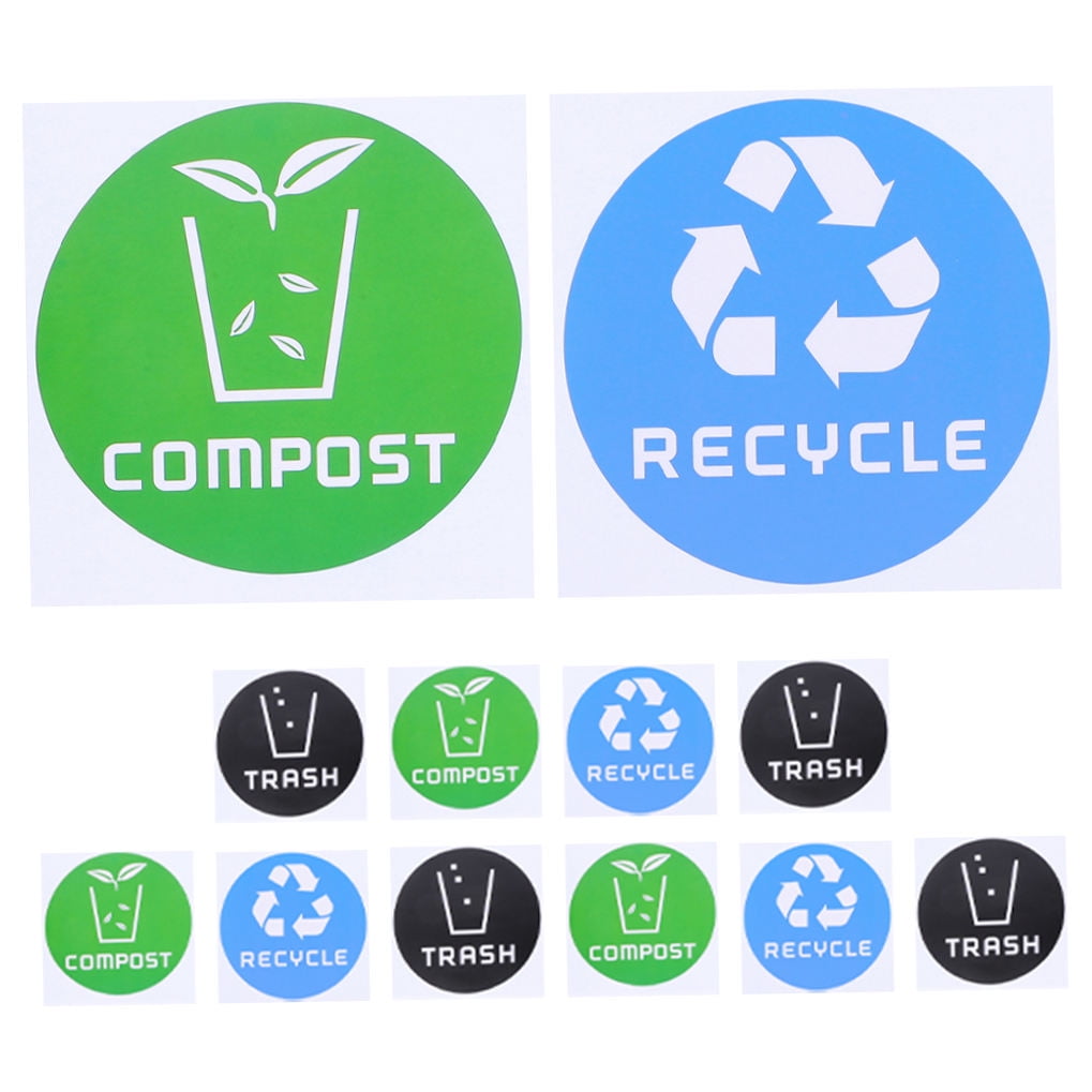 SWETRACE Trash Bin Sticker Multi PVC Adhesive Sticker 12Pcs Recycling Symbols Household Use V1189-LWWAL-20260327-03335