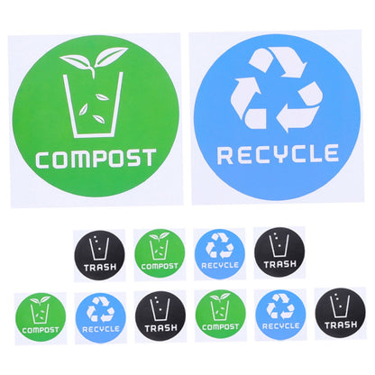 SWETRACE Trash Bin Sticker Multi PVC Adhesive Sticker 12Pcs Recycling Symbols Household Use V1189-LWWAL-20260327-03335