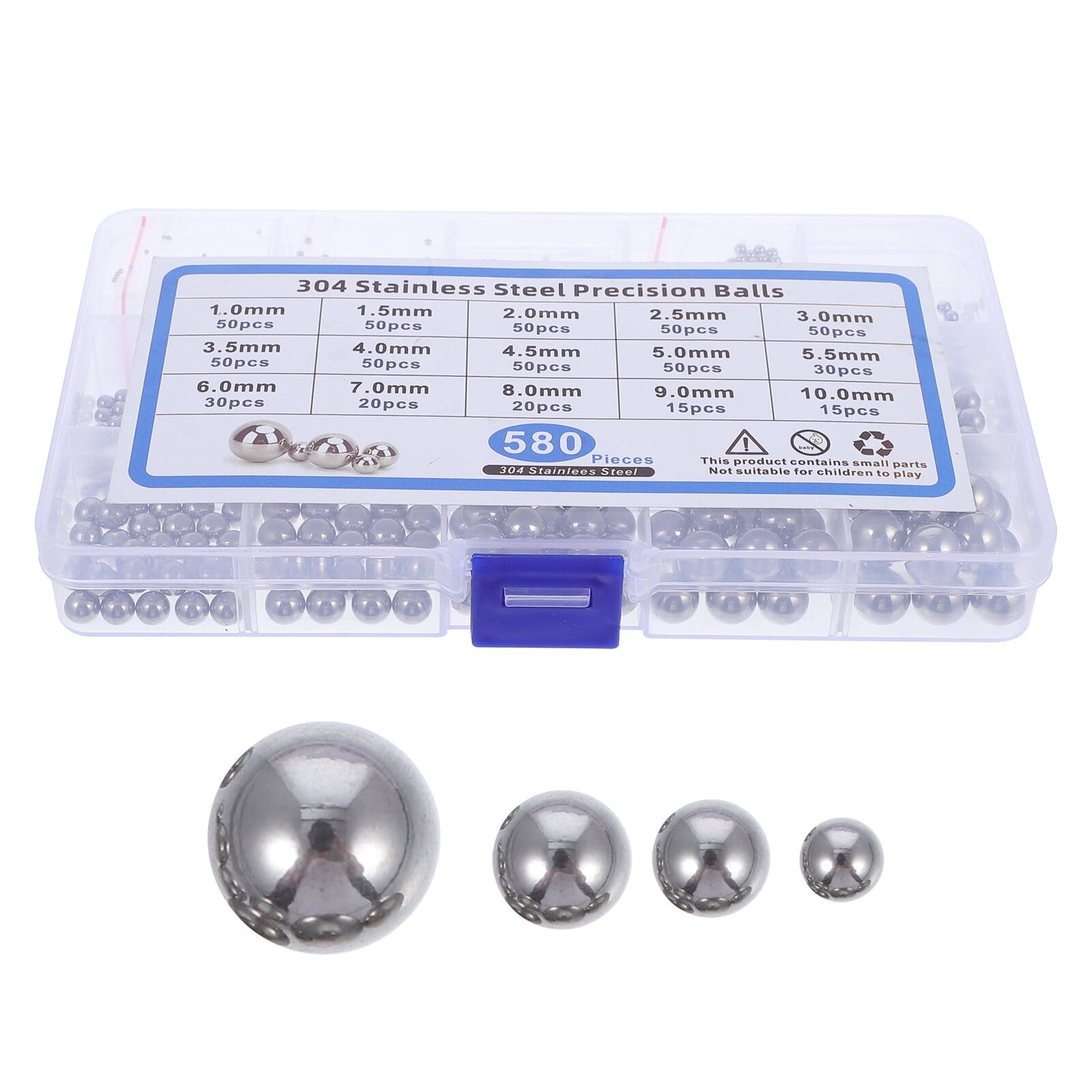 SWETRACE Bearing Steel Ball Assortment 580Pcs Round Easy Installation Mechanical Components 1X1X1CM Silver V1189-LWWAL-20260327-03347
