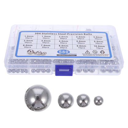 SWETRACE Bearing Steel Ball Assortment 580Pcs Round Easy Installation Mechanical Components 1X1X1CM Silver V1189-LWWAL-20260327-03347