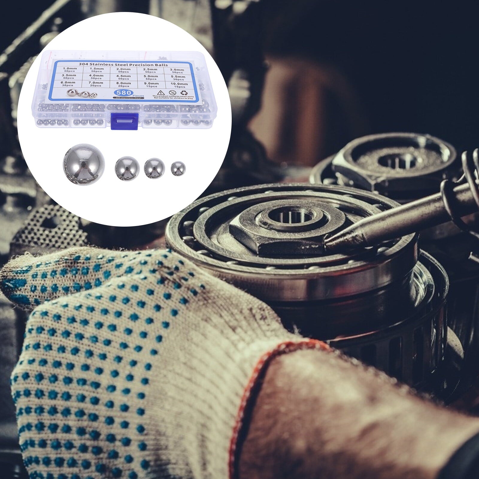 SWETRACE Bearing Steel Ball Assortment 580Pcs Round Easy Installation Mechanical Components 1X1X1CM Silver V1189-LWWAL-20260327-03347