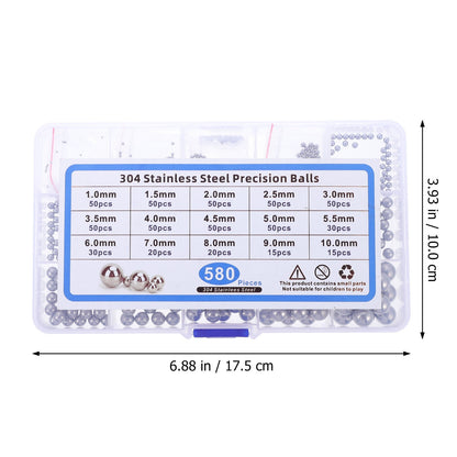SWETRACE Bearing Steel Ball Assortment 580Pcs Round Easy Installation Mechanical Components 1X1X1CM Silver V1189-LWWAL-20260327-03347