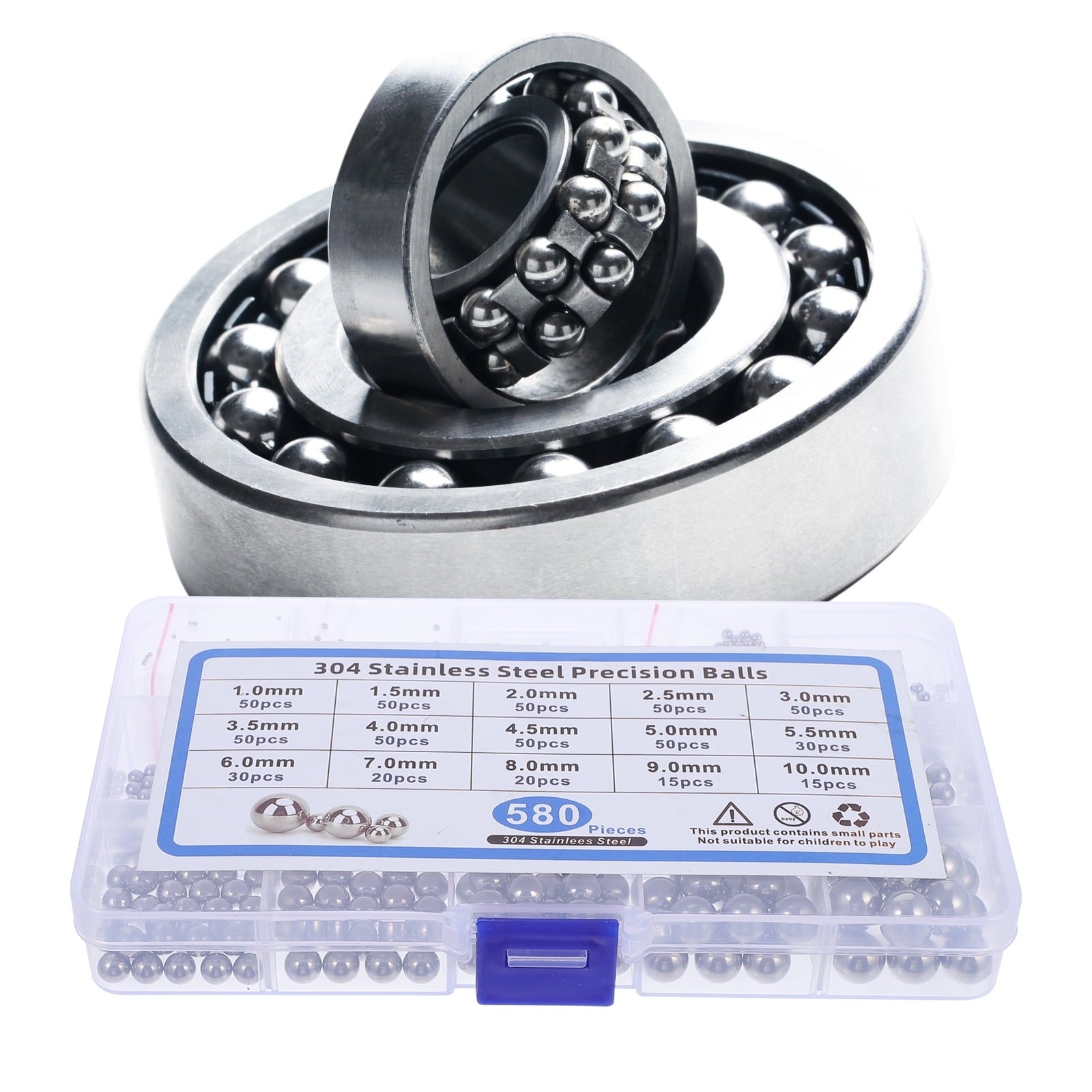 SWETRACE Bearing Steel Ball Assortment 580Pcs Round Easy Installation Mechanical Components 1X1X1CM Silver V1189-LWWAL-20260327-03347