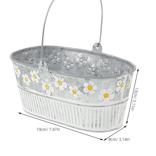 Worgeous 2 Pcs Daisy Tin Flower Bucket Rustic Decor Buckets Decoration Vintage Home V1189-LWWAL-20260327-03363