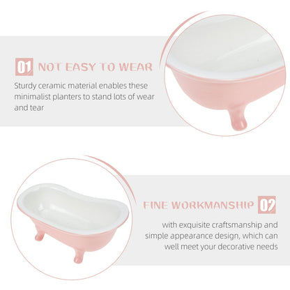 SWETRACE Bathtub Shaped Flower Pot Pink Ceramic 1Set 6.3x3.5x2.8in V1189-LWWAL-20260327-03366