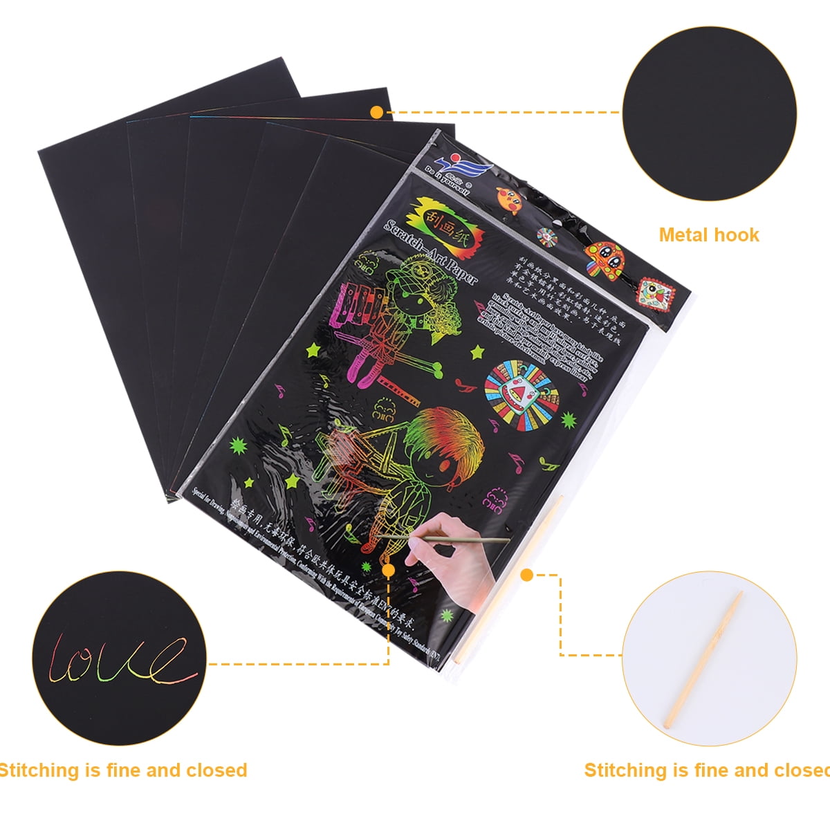 Ortofally 2 Pack of 10pcs Scratch Paper Scratching Drawing Paper Black Scratch Crafts Notes Boards Scratch V1189-LWWAL-20260327-03372