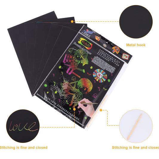 Ortofally 2 Pack of 10pcs Scratch Paper Scratching Drawing Paper Black Scratch Crafts Notes Boards Scratch V1189-LWWAL-20260327-03372