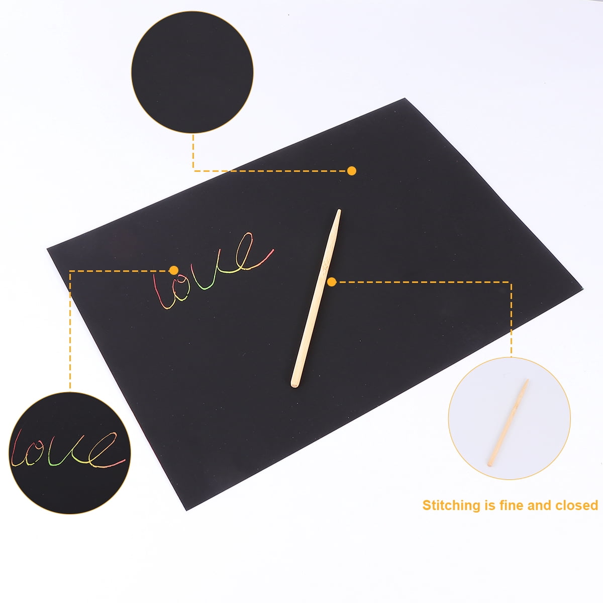 Ortofally 2 Pack of 10pcs Scratch Paper Scratching Drawing Paper Black Scratch Crafts Notes Boards Scratch V1189-LWWAL-20260327-03372