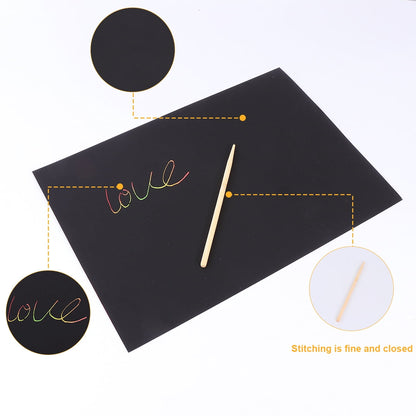 Ortofally 2 Pack of 10pcs Scratch Paper Scratching Drawing Paper Black Scratch Crafts Notes Boards Scratch V1189-LWWAL-20260327-03372