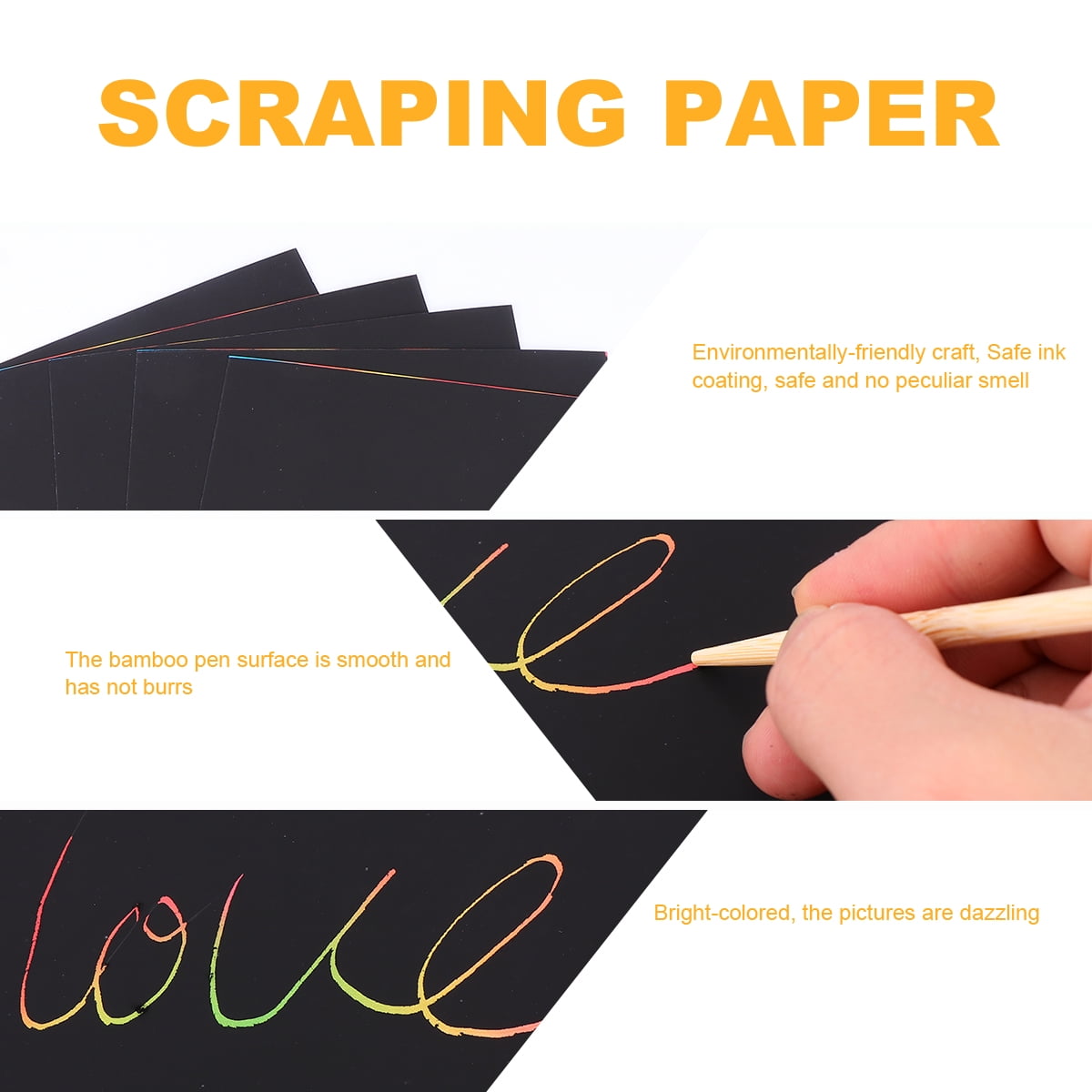 Ortofally 2 Pack of 10pcs Scratch Paper Scratching Drawing Paper Black Scratch Crafts Notes Boards Scratch V1189-LWWAL-20260327-03372