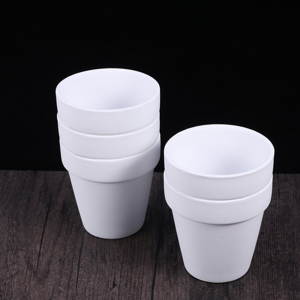 Worgeous 5Pcs 10x10CM Small White Terracotta Pot Clay Ceramic Pottery Planter Cactus Flower Pots Succulent V1189-LWWAL-20260327-03407