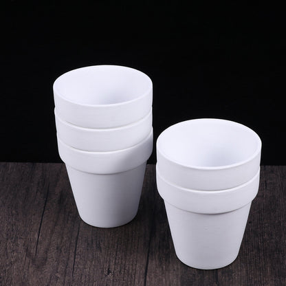 Worgeous 5Pcs 10x10CM Small White Terracotta Pot Clay Ceramic Pottery Planter Cactus Flower Pots Succulent V1189-LWWAL-20260327-03407