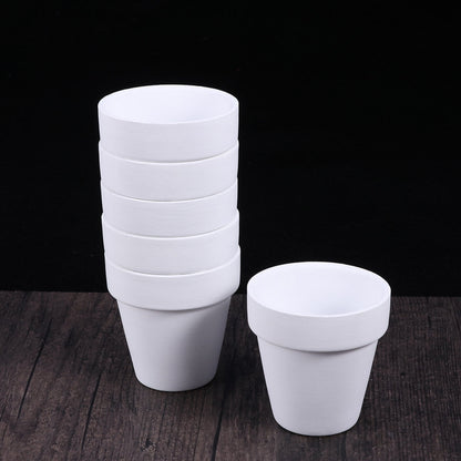Worgeous 5Pcs 10x10CM Small White Terracotta Pot Clay Ceramic Pottery Planter Cactus Flower Pots Succulent V1189-LWWAL-20260327-03407