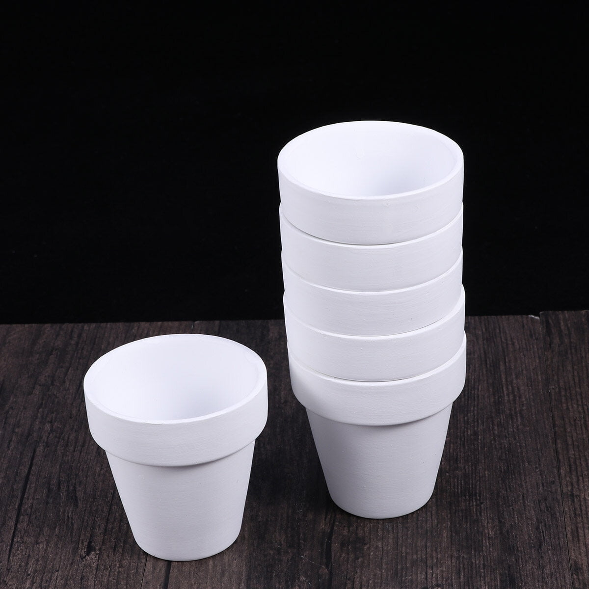 Worgeous 5Pcs 10x10CM Small White Terracotta Pot Clay Ceramic Pottery Planter Cactus Flower Pots Succulent V1189-LWWAL-20260327-03407