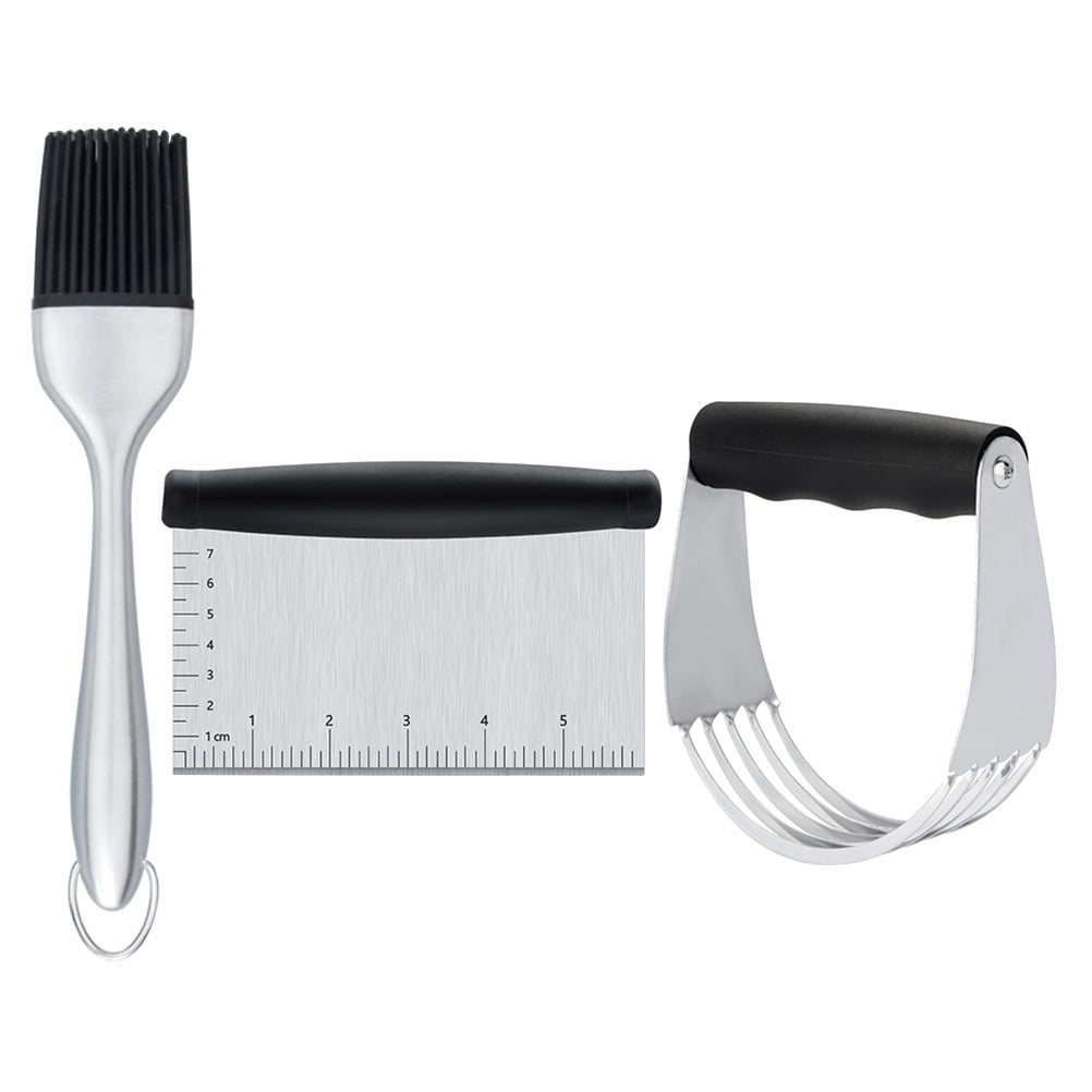 Worgeous 3PCS Stainless Steel Pastry Cutter Dough BBQ Brush Set for Kitchen Home Restaurant V1189-LWWAL-20260327-03409