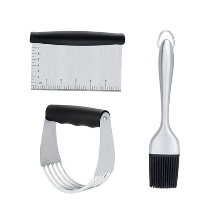 Worgeous 3PCS Stainless Steel Pastry Cutter Dough BBQ Brush Set for Kitchen Home Restaurant V1189-LWWAL-20260327-03409