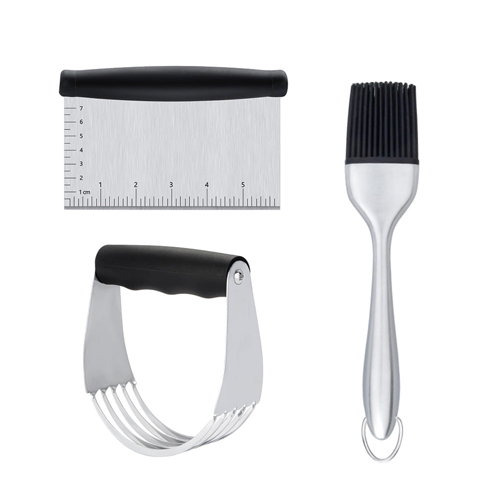 Worgeous 3PCS Stainless Steel Pastry Cutter Dough BBQ Brush Set for Kitchen Home Restaurant V1189-LWWAL-20260327-03409