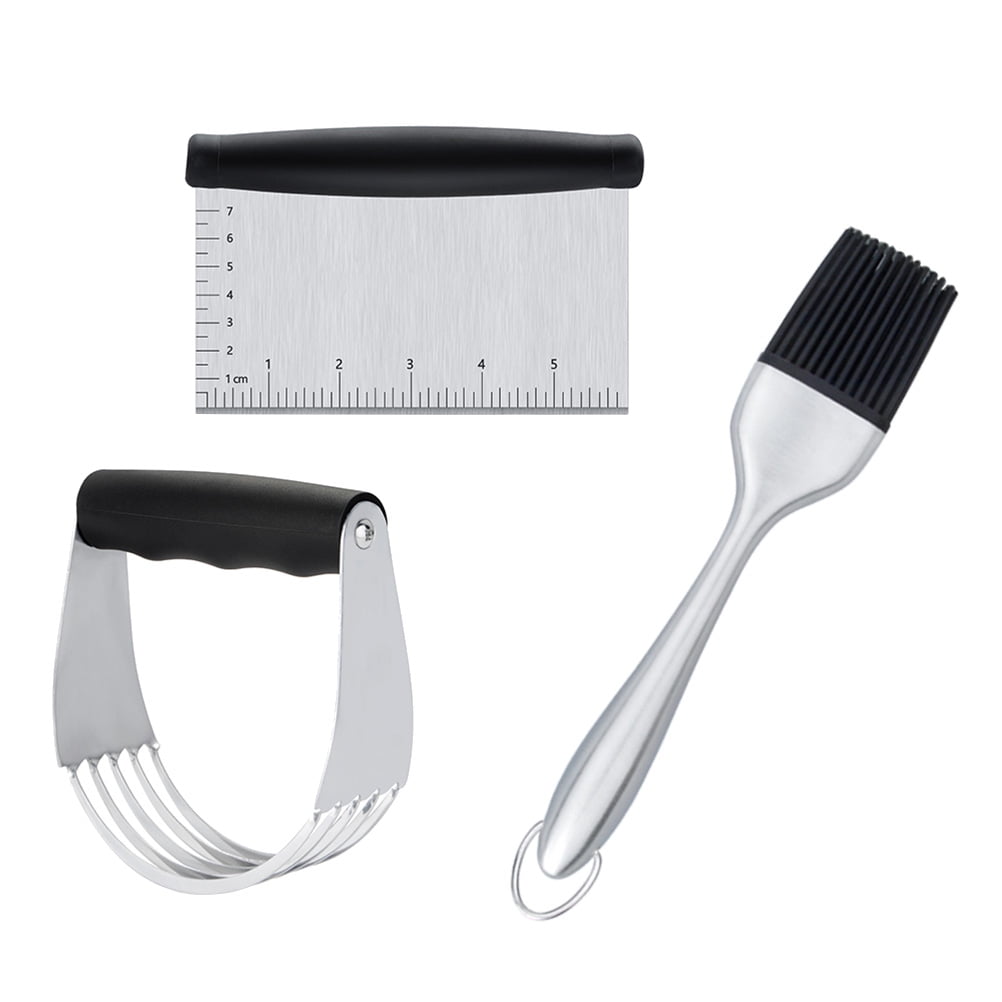 Worgeous 3PCS Stainless Steel Pastry Cutter Dough BBQ Brush Set for Kitchen Home Restaurant V1189-LWWAL-20260327-03409