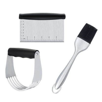 Worgeous 3PCS Stainless Steel Pastry Cutter Dough BBQ Brush Set for Kitchen Home Restaurant V1189-LWWAL-20260327-03409