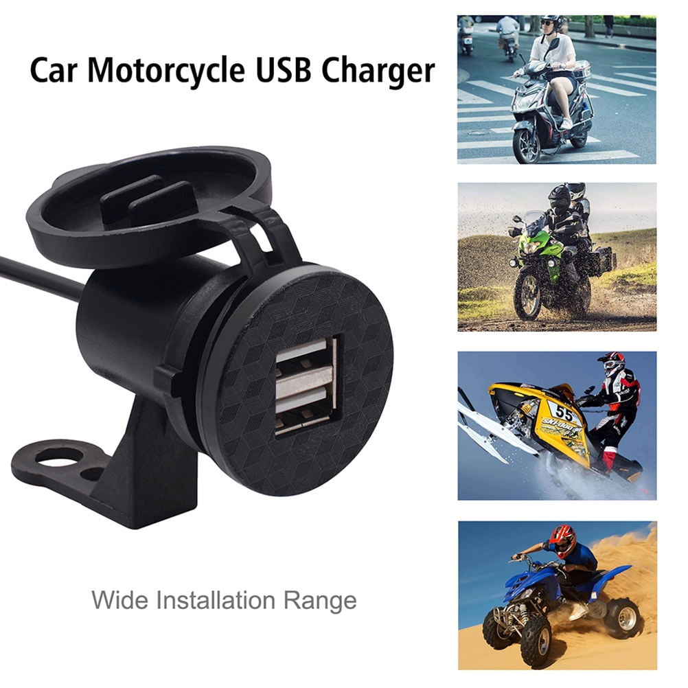 Worgeous Black ABS Motorcycle USB Socket Charger with Dual USB for Car Use Suitable for Most Environments 12V V1189-LWWAL-20260327-03428