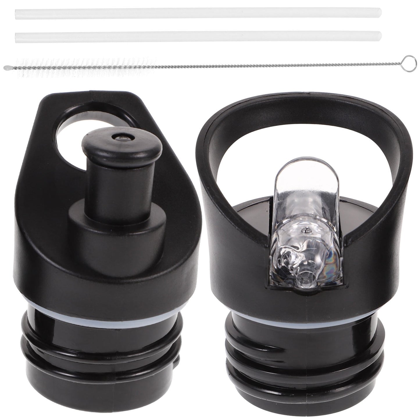 Worgeous 2 Pcs Straw Lid Drink Sports Bottle Lunch Black V1189-LWWAL-20260327-03431