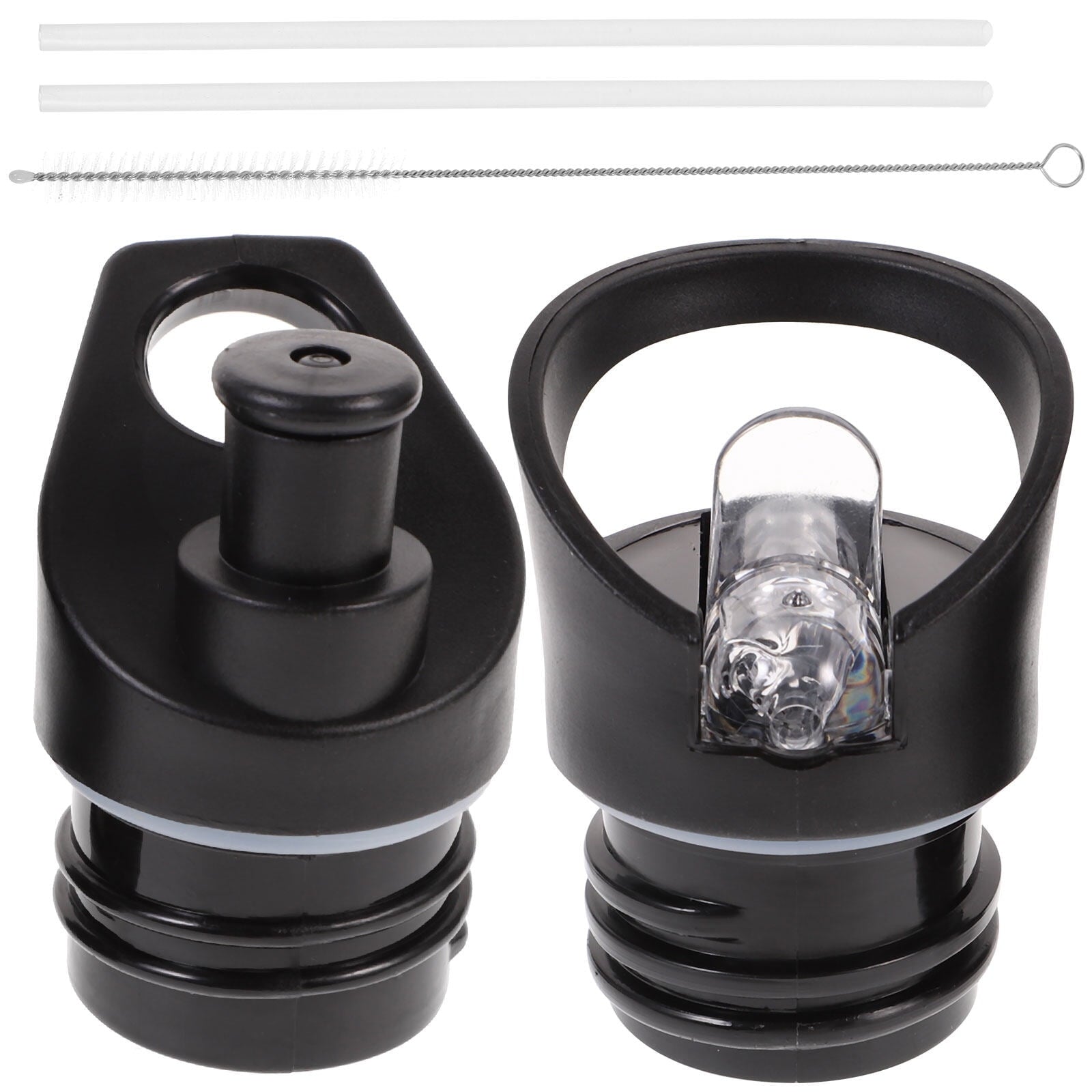 Worgeous 2 Pcs Straw Lid Drink Sports Bottle Lunch Black V1189-LWWAL-20260327-03431