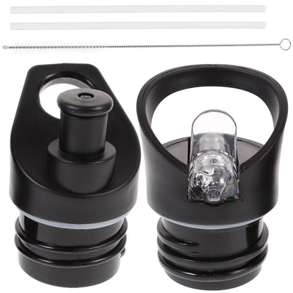 Worgeous 2 Pcs Straw Lid Drink Sports Bottle Lunch Black V1189-LWWAL-20260327-03431