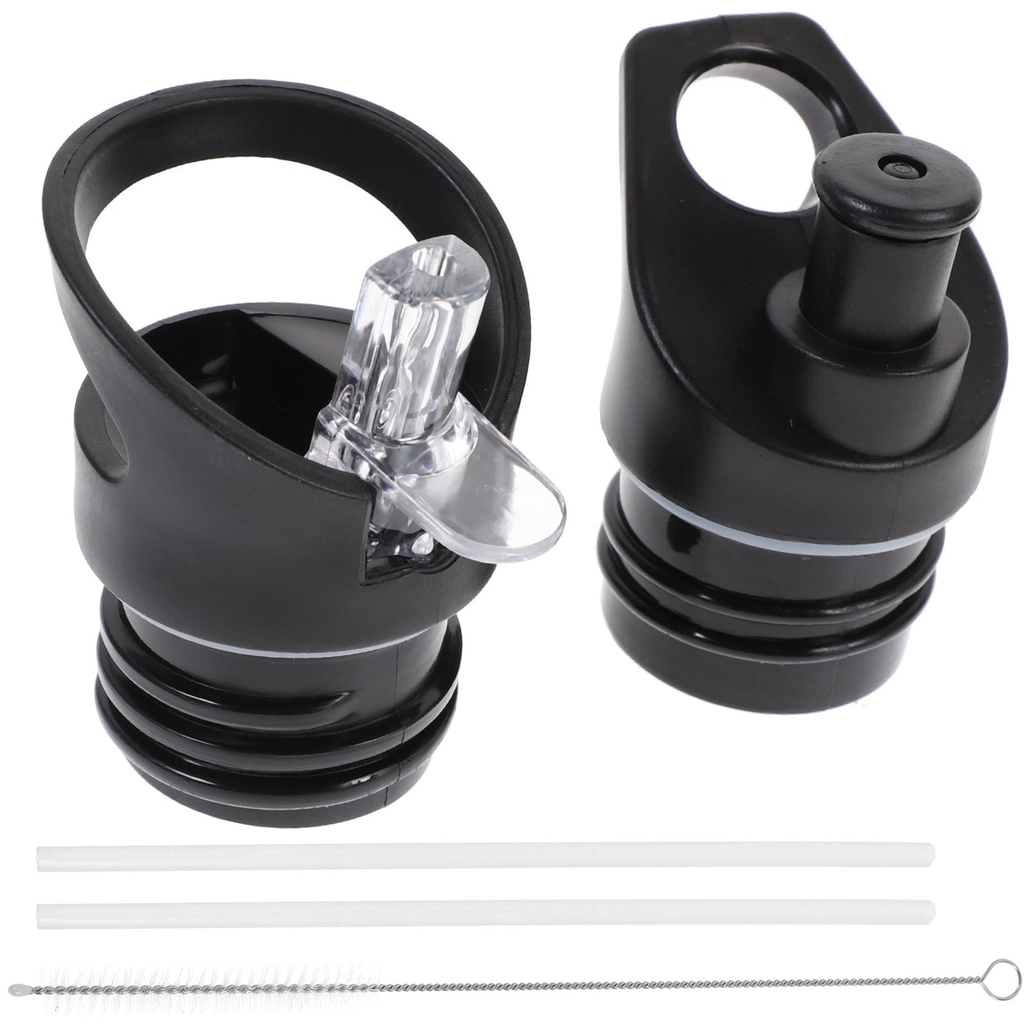 Worgeous 2 Pcs Straw Lid Drink Sports Bottle Lunch Black V1189-LWWAL-20260327-03431