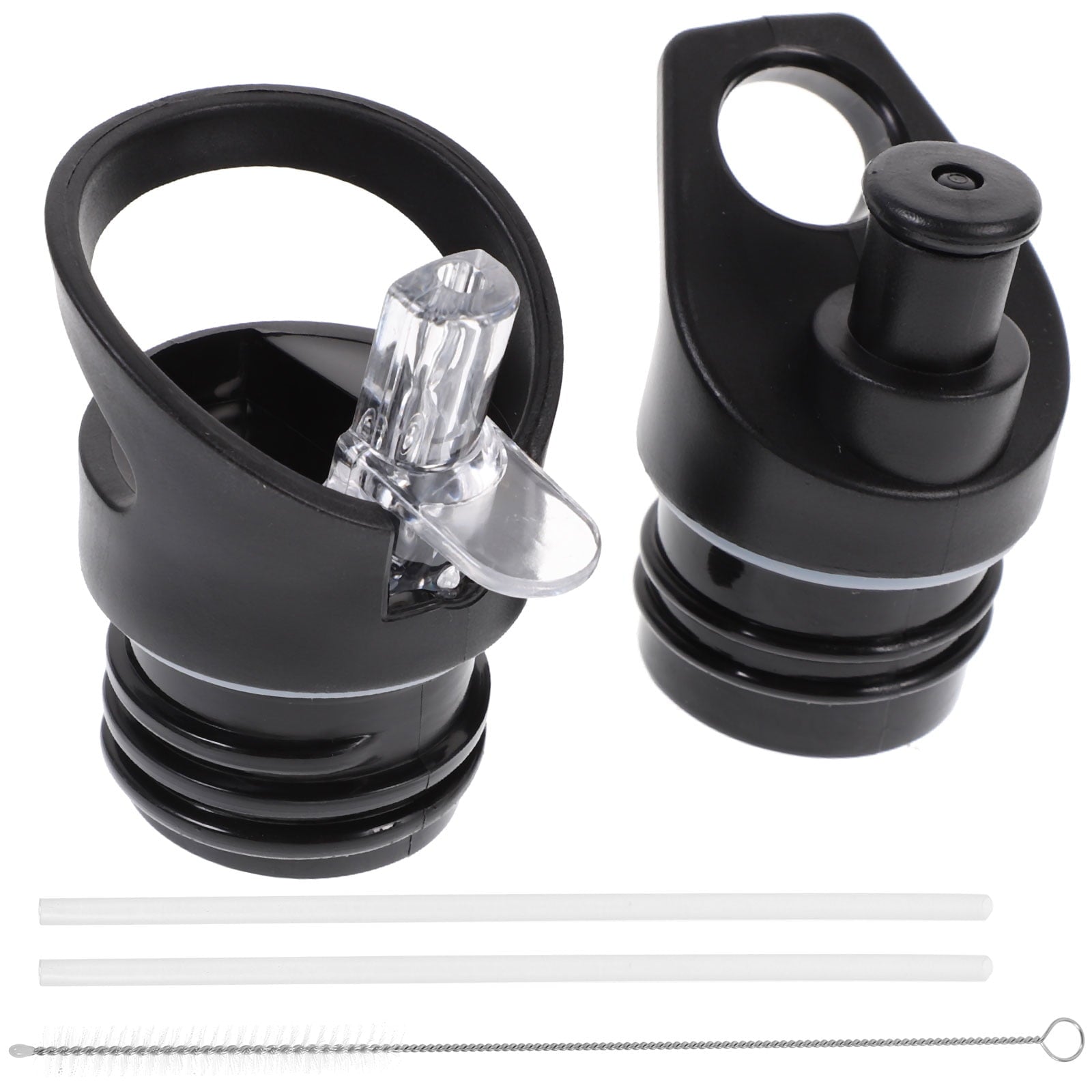 Worgeous 2 Pcs Straw Lid Drink Sports Bottle Lunch Black V1189-LWWAL-20260327-03431