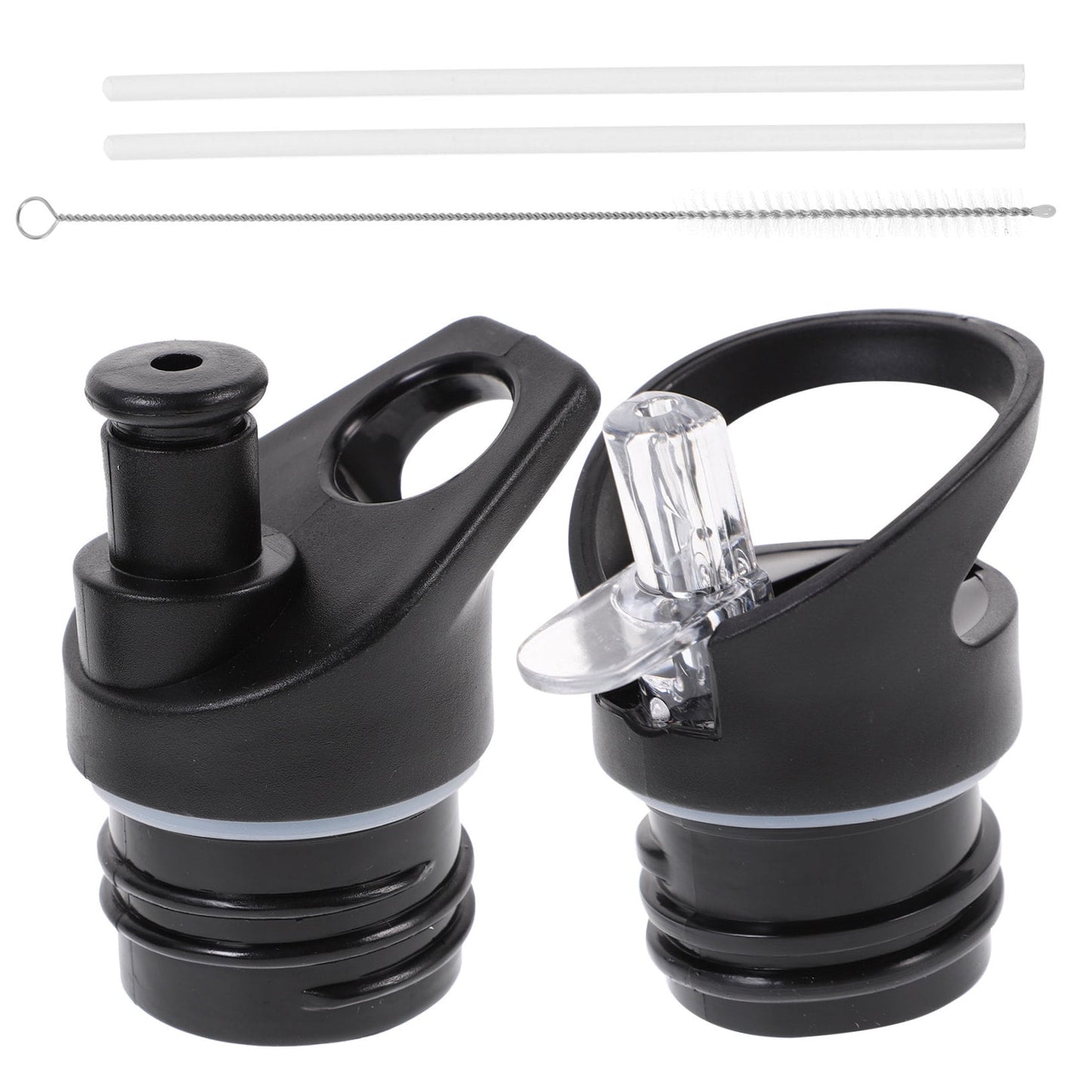 Worgeous 2 Pcs Straw Lid Drink Sports Bottle Lunch Black V1189-LWWAL-20260327-03431