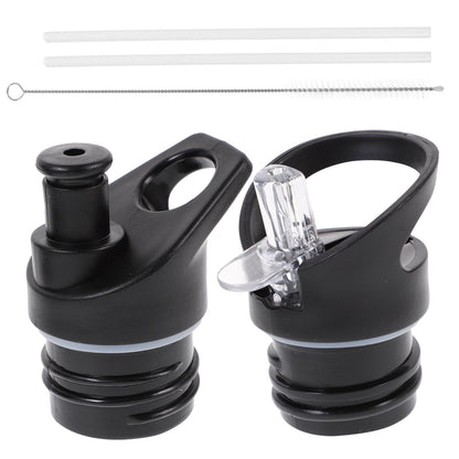 Worgeous 2 Pcs Straw Lid Drink Sports Bottle Lunch Black V1189-LWWAL-20260327-03431