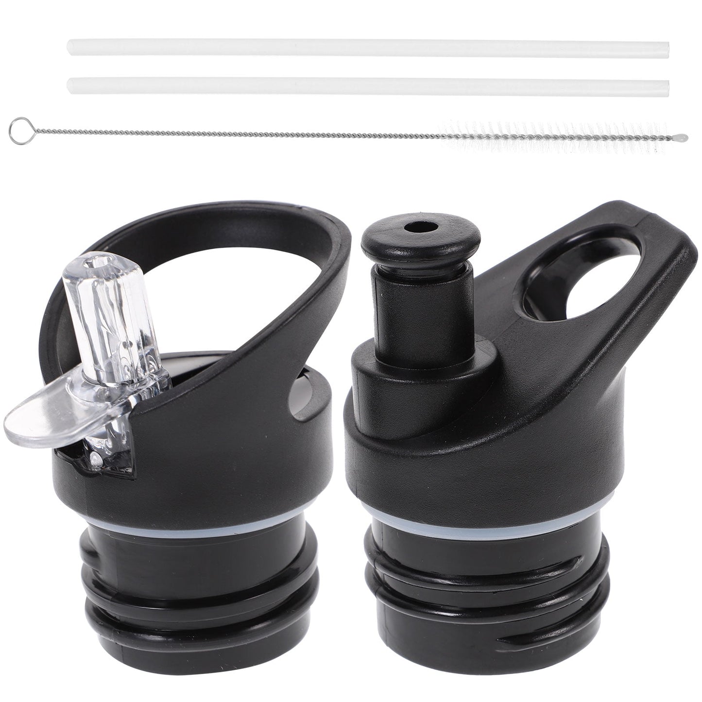 Worgeous 2 Pcs Straw Lid Drink Sports Bottle Lunch Black V1189-LWWAL-20260327-03431