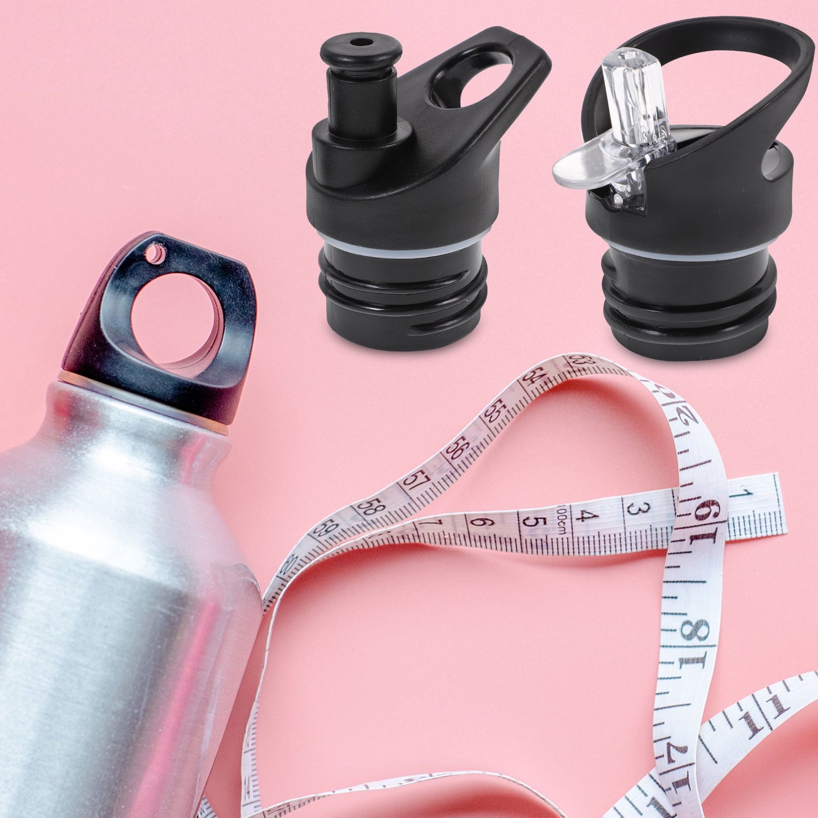 Worgeous 2 Pcs Straw Lid Drink Sports Bottle Lunch Black V1189-LWWAL-20260327-03431