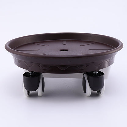 Worgeous Movable Flower Pot Mat with Water Box for Plants Made of Durable Plastic in Brown 27CM Outside V1189-LWWAL-20260327-03441