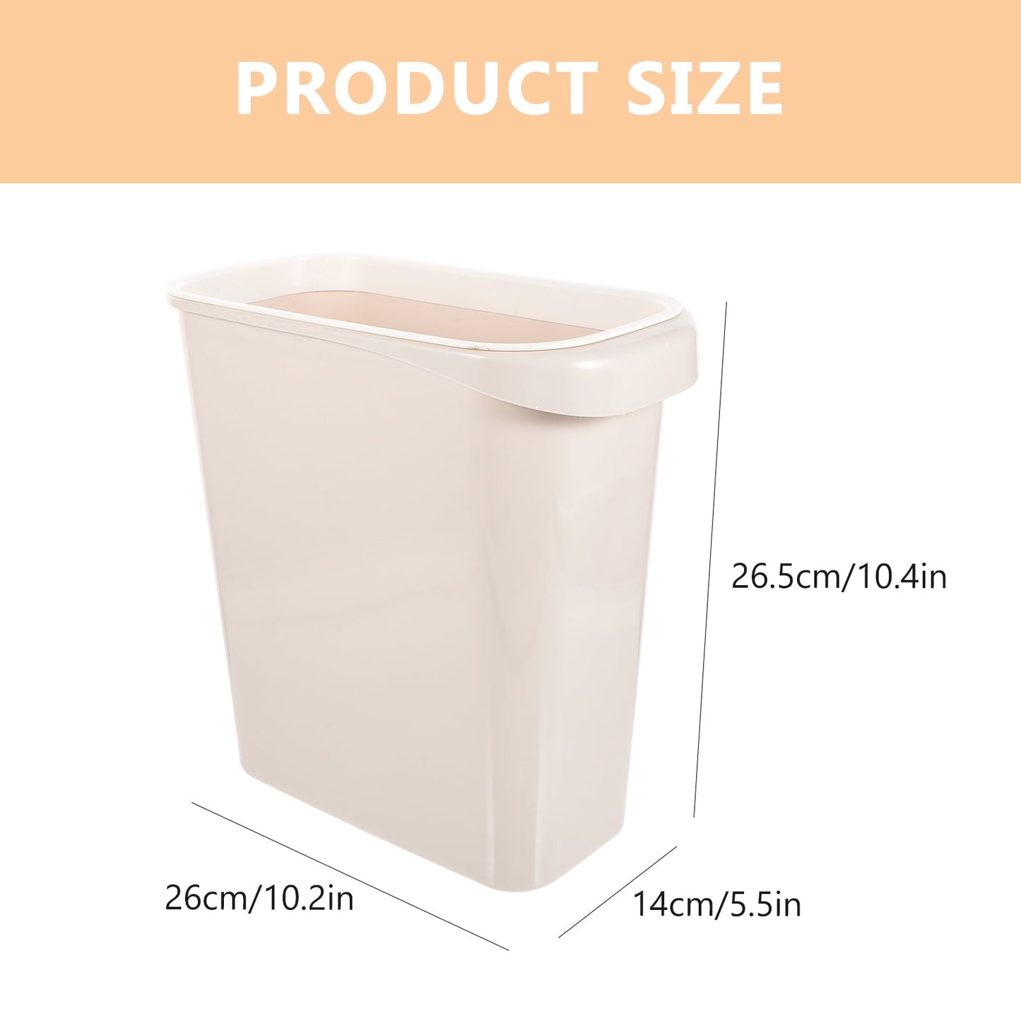 Worgeous White Plastic Trash Can for Home Use Made of Material Great for Small Spaces 13 x 8 0 inches V1189-LWWAL-20260327-03444