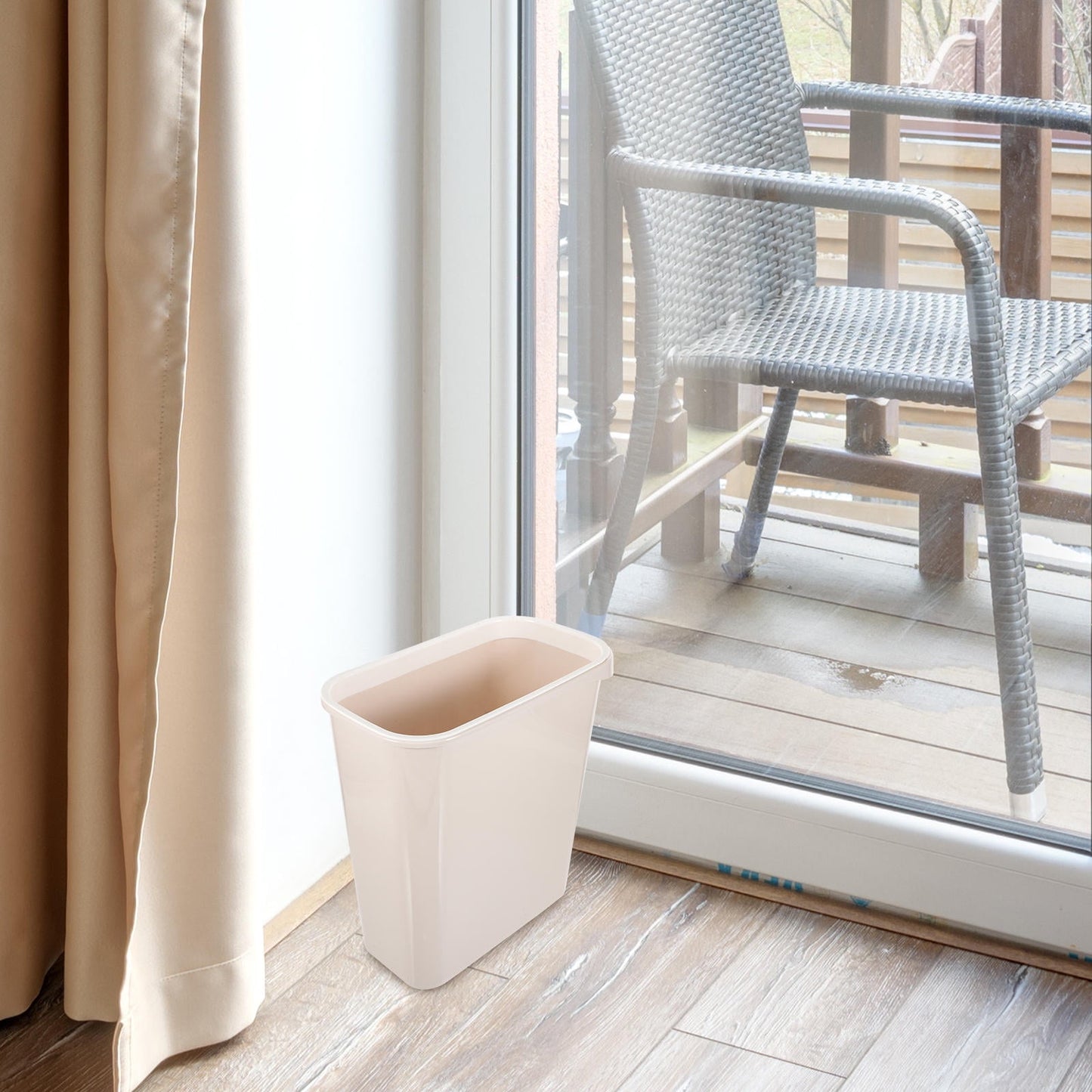 Worgeous White Plastic Trash Can for Home Use Made of Material Great for Small Spaces 13 x 8 0 inches V1189-LWWAL-20260327-03444