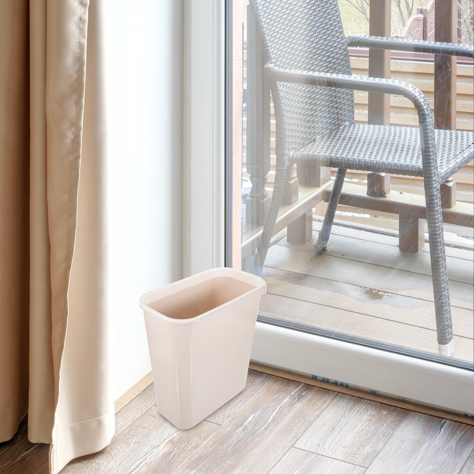 Worgeous White Plastic Trash Can for Home Use Made of Material Great for Small Spaces 13 x 8 0 inches V1189-LWWAL-20260327-03444