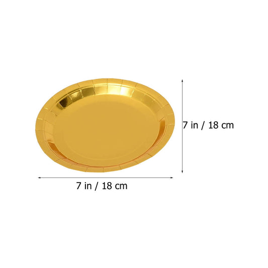 Worgeous 25 Pcs Disposable Paper Tray Birthday Plates Dinner Cute Tableware Cake Golden V1189-LWWAL-20260327-03448