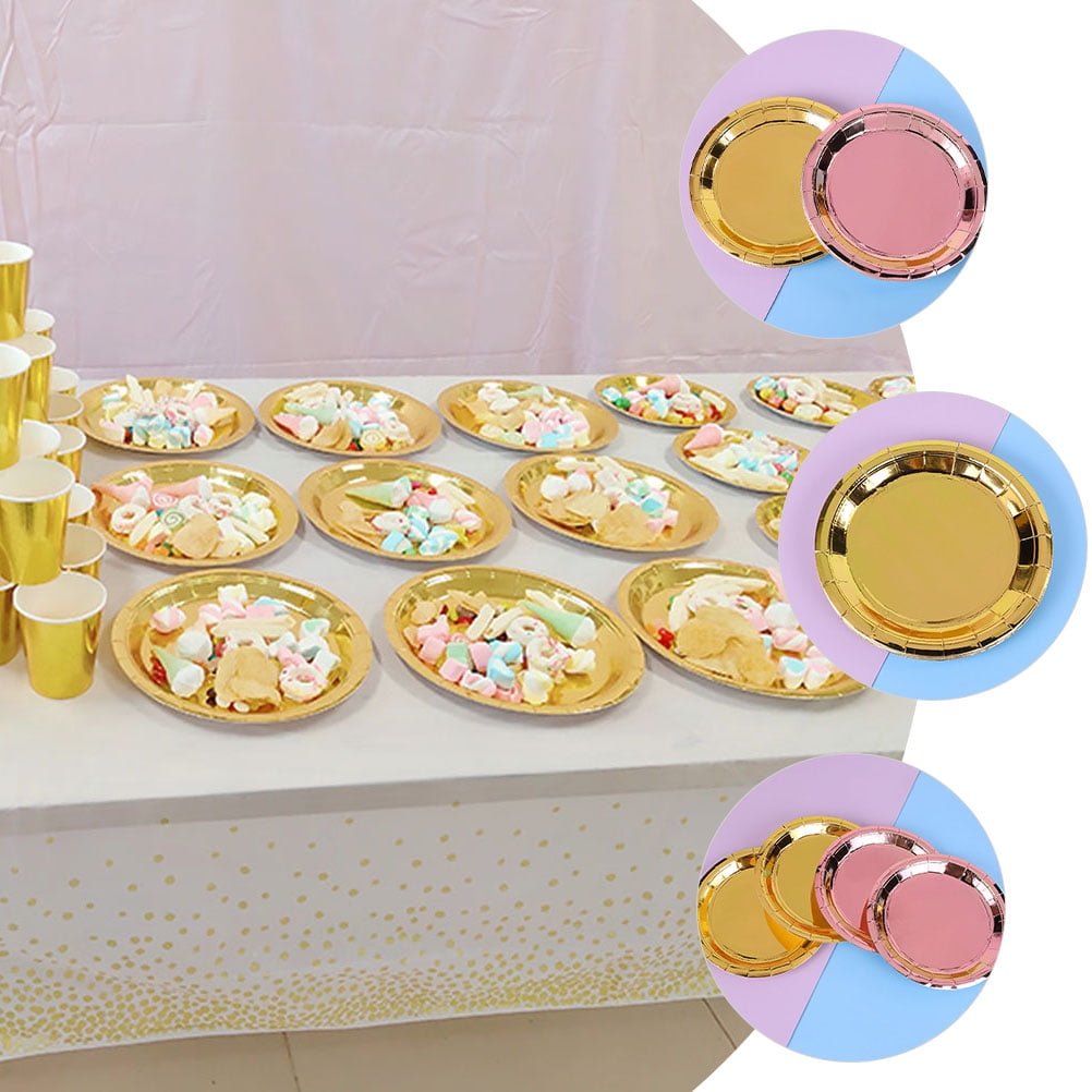 Worgeous 25 Pcs Disposable Paper Tray Birthday Plates Dinner Cute Tableware Cake Golden V1189-LWWAL-20260327-03448